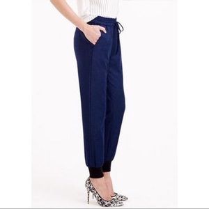 NWT J Crew wool blue pants With drawl string for comfort side pockets